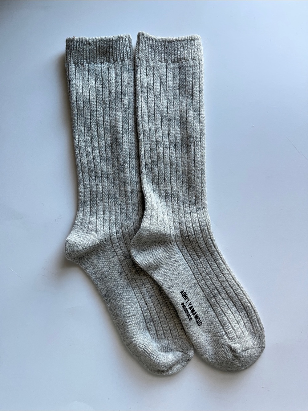Yohji Yamamoto Heather Gray Ribbed Crew Wool Socks